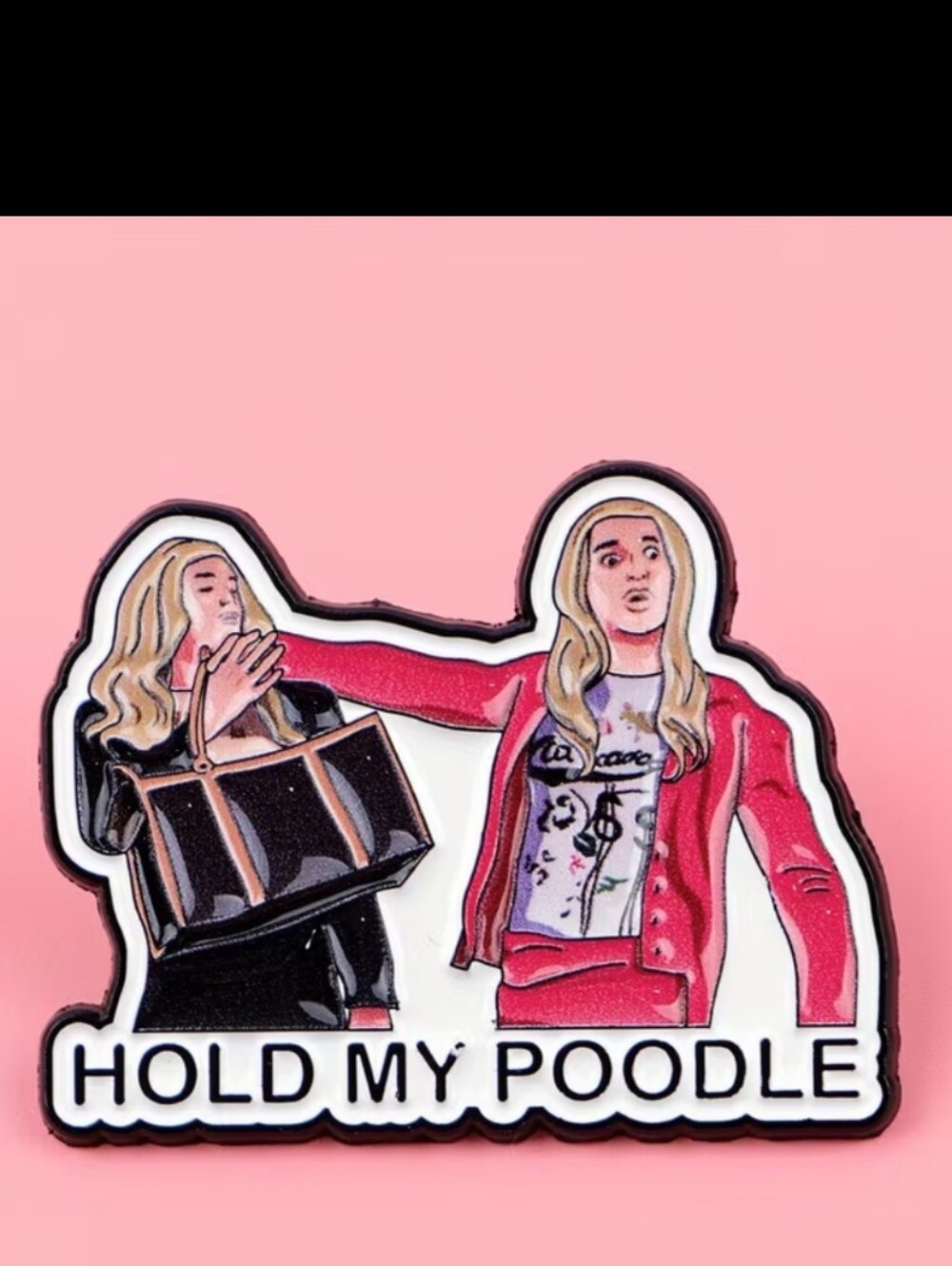 Pink "Hold My Poodle" Enamel Pin - Women Accessories